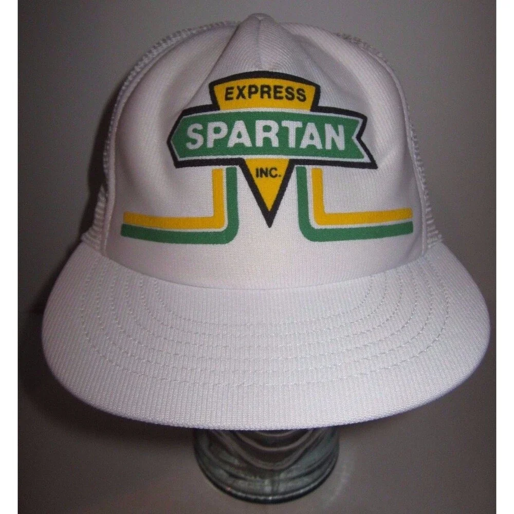 Spartan Express Freight Trucker Hat Cap 1980s - Mesh Snapback Hauling Semi Truck - Picture 1 of 5
